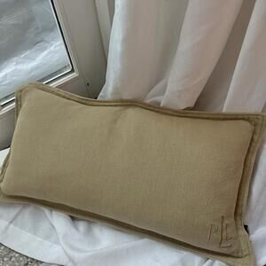 Ralph Lauren Beige Lumbar Pillow Feather Inserts 14" x 28" Breakfast Pillow